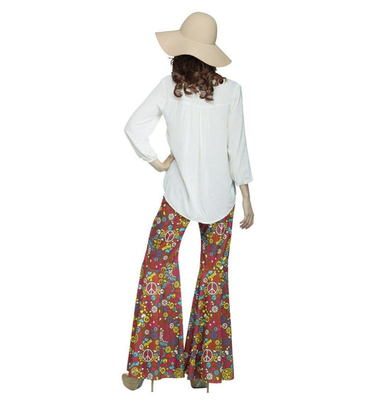 Groovy 60's Flower Power Hippie Peace Bell Bottom Pants Adult Costume Accessory
