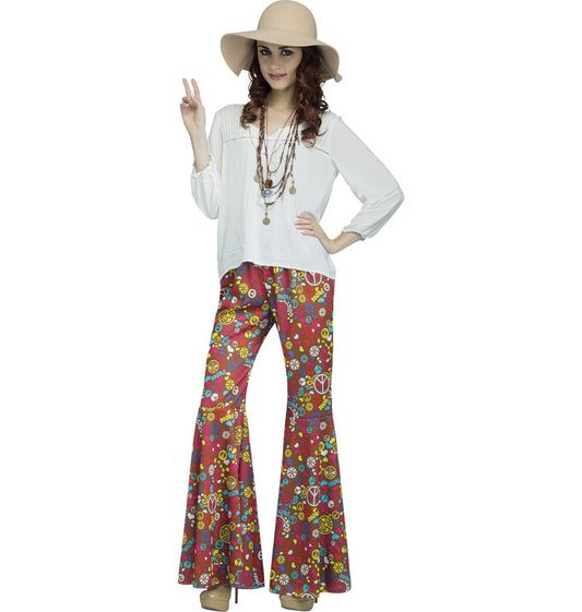 Groovy 60's Flower Power Hippie Peace Bell Bottom Pants Adult Costume Accessory