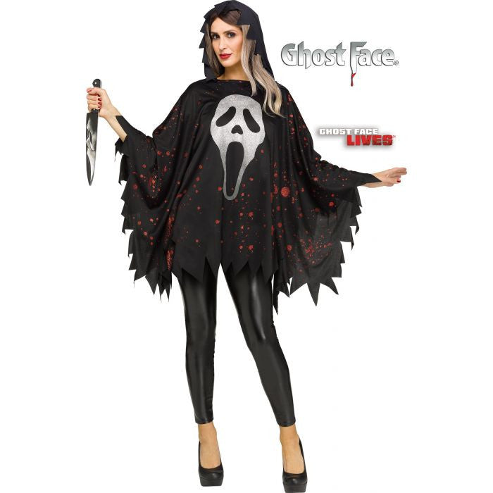 Glttrng GhostFace Poncho Adult Hooded Poncho