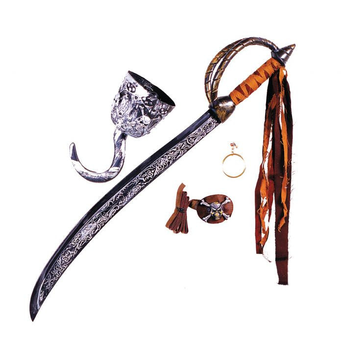 Caribbean pirate kit Pirate Sword Antiqued Hook Eyepatch Earring