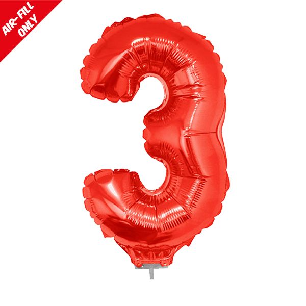 foil balloon number red three