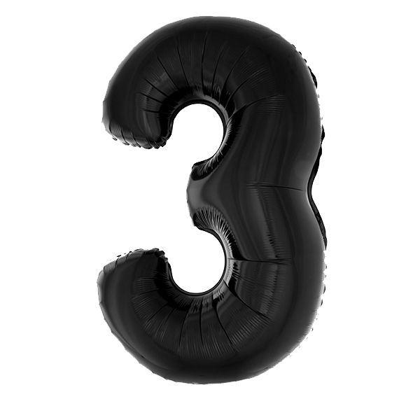 foil balloon number black three