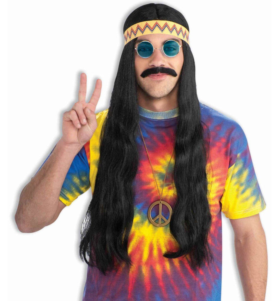 Hippie Dude 60s 70s Woodstock Wig with Headband Adult Costume Accessory