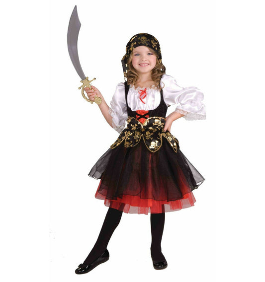 Lil Pirate Treasure Child Costume Dress Headscarf Corset belt