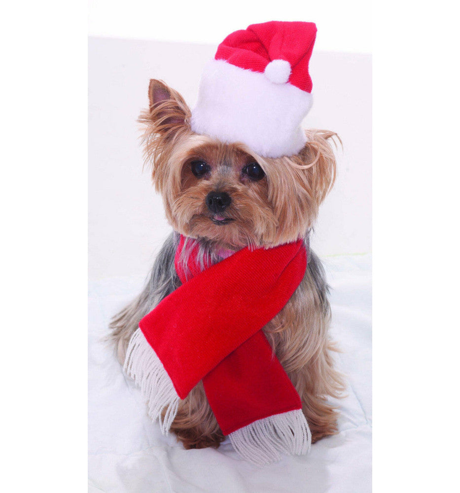 Santa Hat and Scarf Pet Dog Cat Christmas Costume Accessory Hat Scarf
