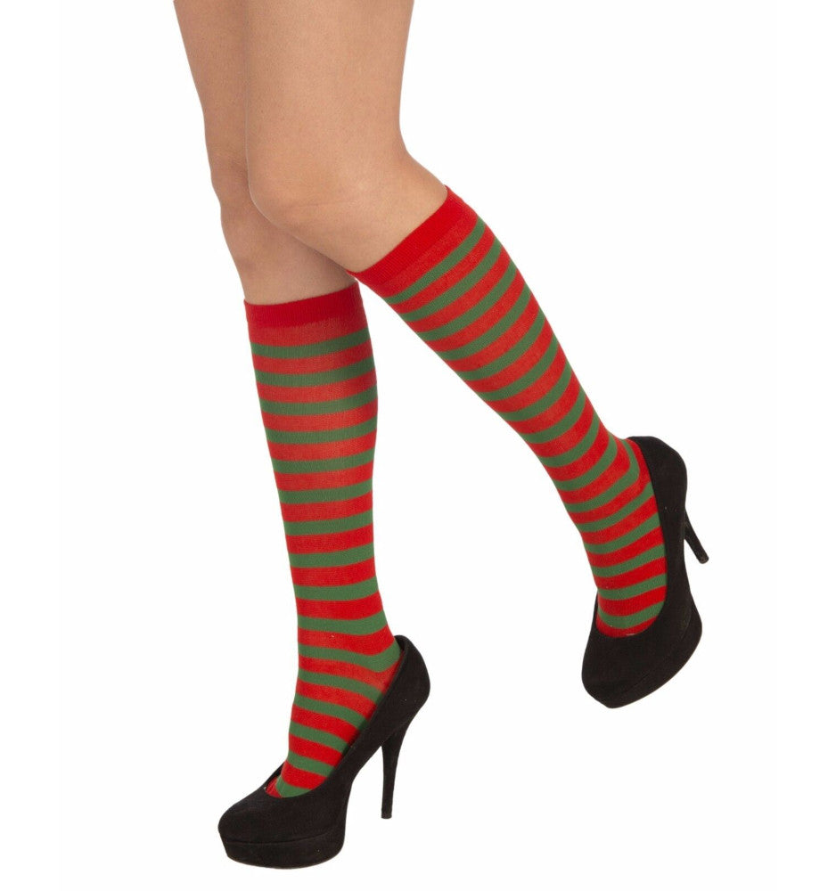 Striped Red Green Socks Christmas Elf Clown Adult Costume Accessory