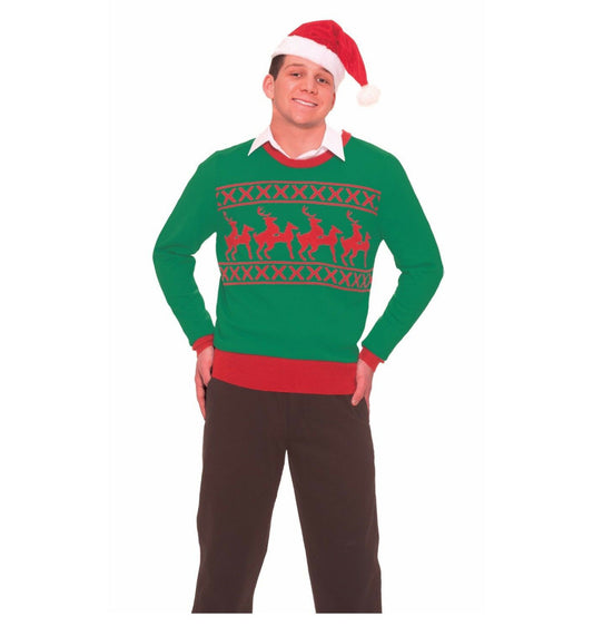 Naughty Reindeer Games Adult Ugly Christmas Sweater