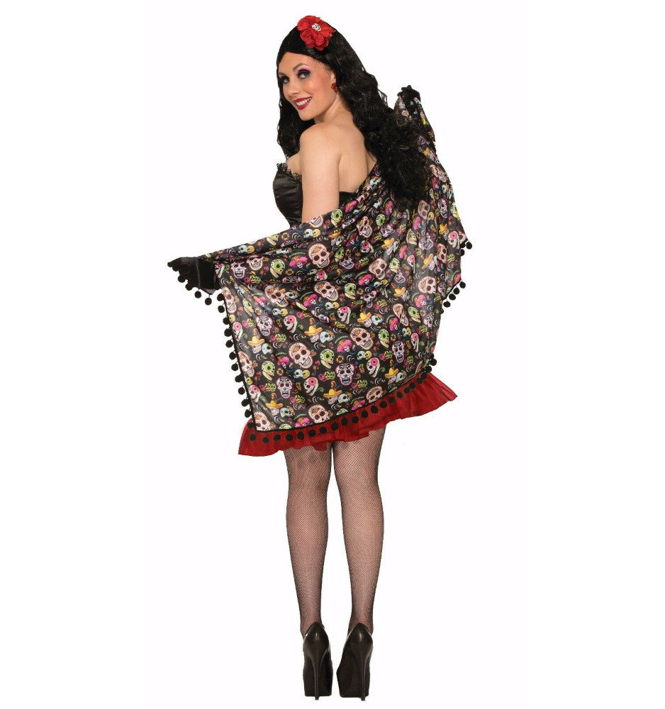 Day of the Dead Skull Shawl Adult Costume Accessory