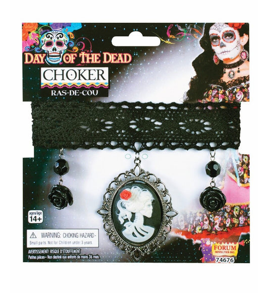 Day of the Dead Cameo Choker Adult Costume Accessory