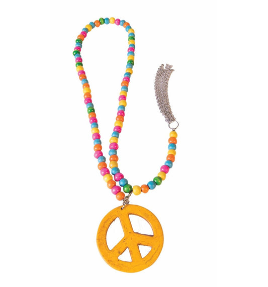 Hippie 60's Wooden Peace Sign Necklace