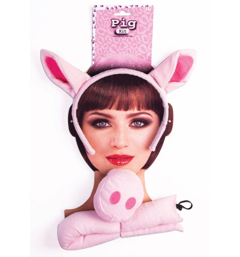 Pig Kit With Ears Headband, Nose And Tail Adult Costume Accessory Headband with attached ears Nose Tail