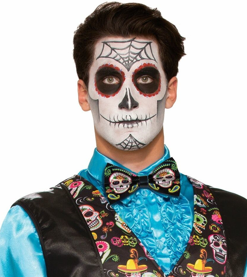 Day of the Dead Skull Bow Tie Adult Costume Accessory