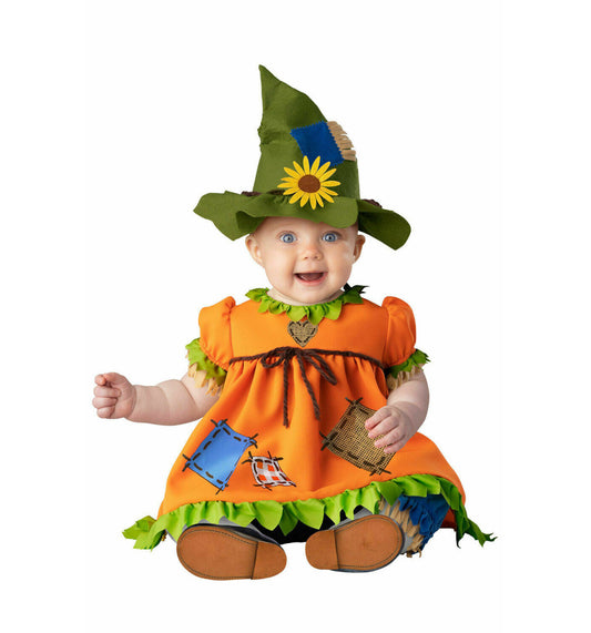 Sassy Scarecrow Infant Costume Romper with attached skirt Hat