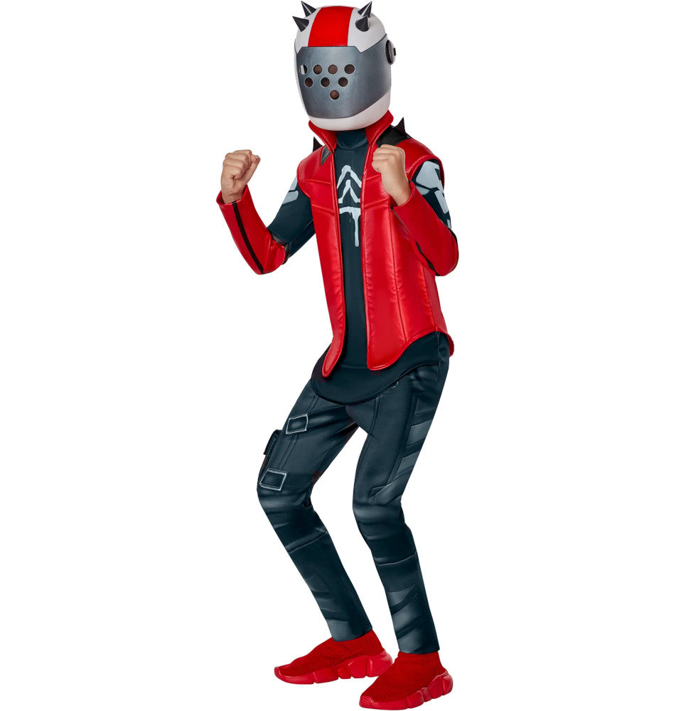 InSpirit Designs Youth Fortnite X-Lord Costume Jumpsuit with attached pouch (long sleeves, zipper closure) Mask