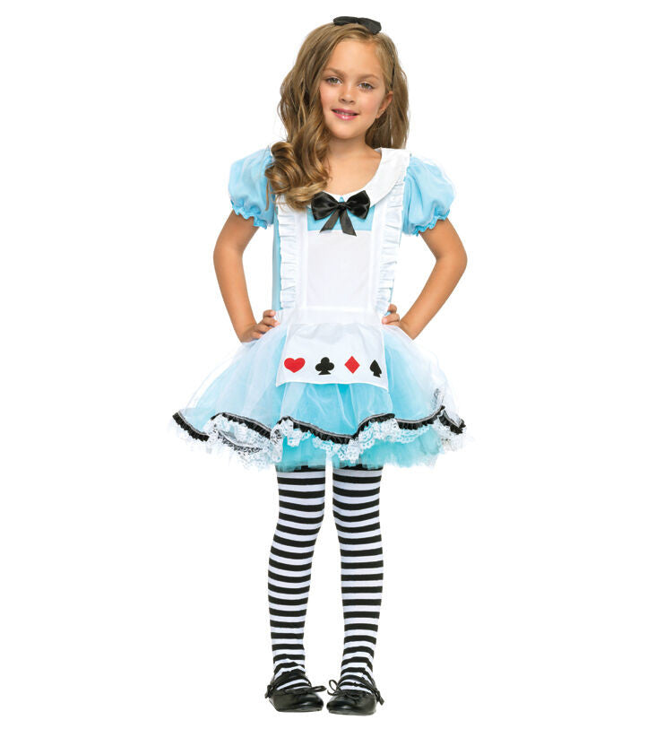 Adorable Alice in Wonderland Child Costume Apron dress with tulle and organza petticoat skirt Headband