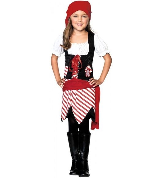 Petite Pirate Buccaneer Child Costume, X-Small Peasant dress with attached waist wrap Head scarf.