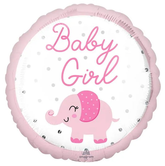 balloon foil baby girl elephant pink