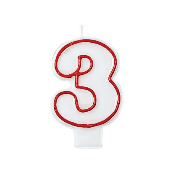 party supplies candle wax number red white molded three
