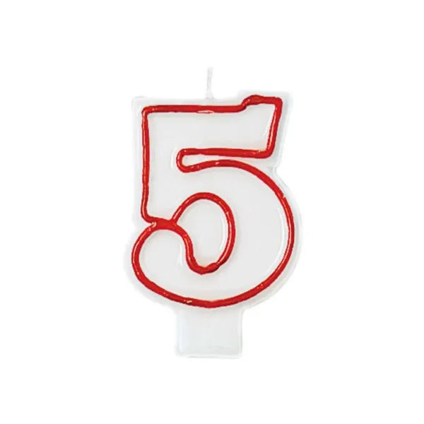 party supplies candle wax number red white molded five