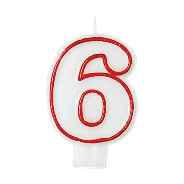 party supplies candle wax number red white molded six
