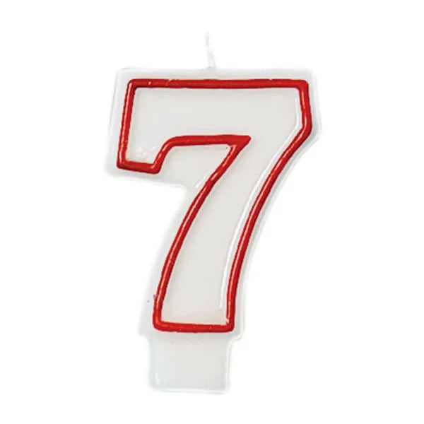 party supplies candle wax number red white molded seven