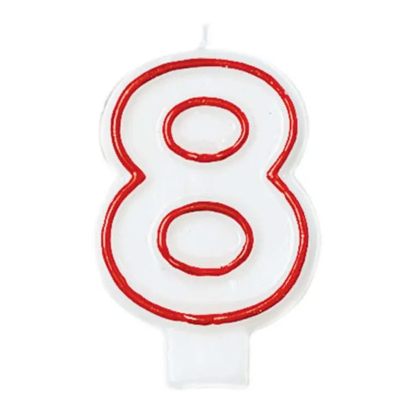 party supplies candle wax number red white molded eight