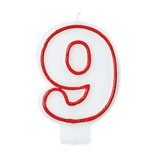 party supplies candle wax number red white molded nine