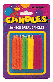 party supplies NEON BIRTHDAY CANDLES