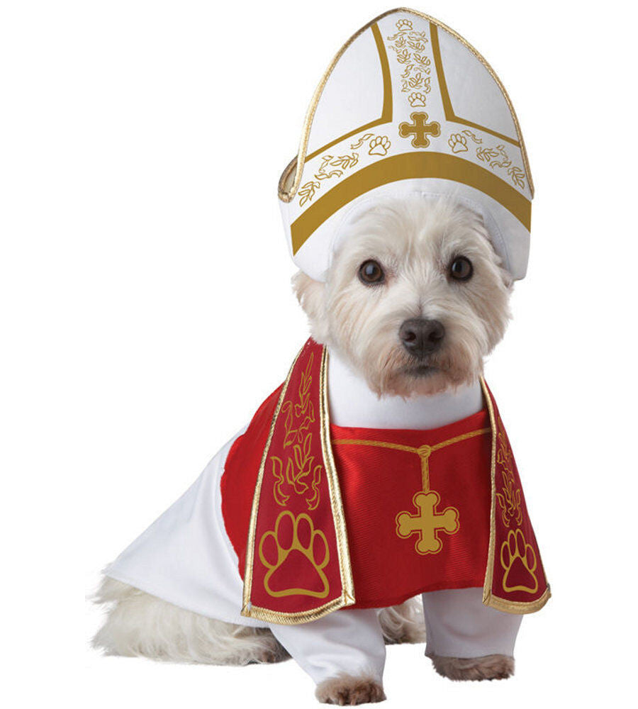 Holy Hound Dog Pet Costume Printed miter headpiece Printed costume with detachable stole