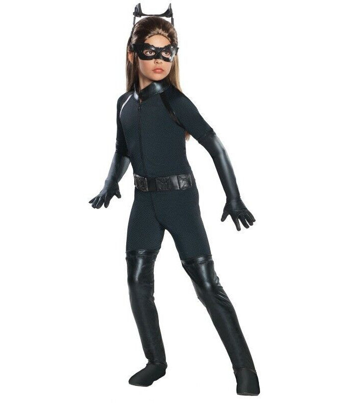 Batman Dark Knight Rises Catwoman Deluxe Child Costume Jumpsuit Belt Gloves Eyemask Headpiece