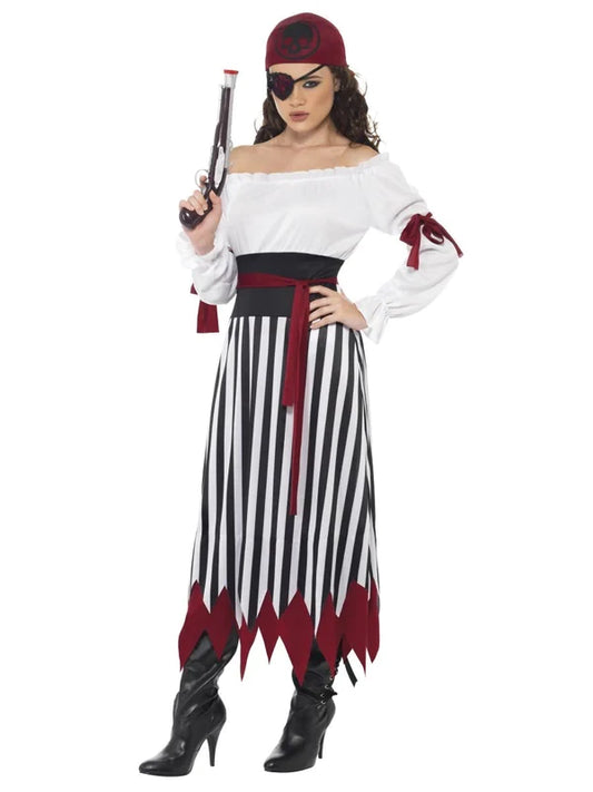 Pirate Lady Costume Dress Headpiece Arm ties Belt