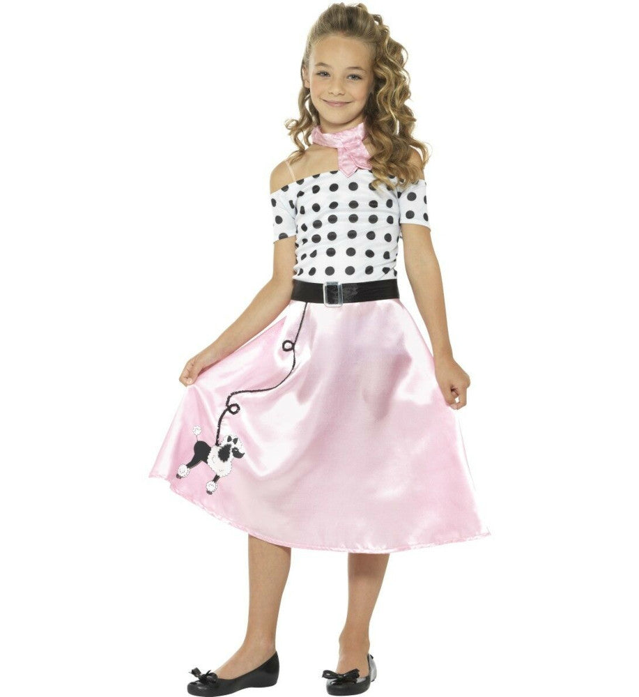 50's Poodle Skirt Girls Child Costume Dress Neck tie Belt