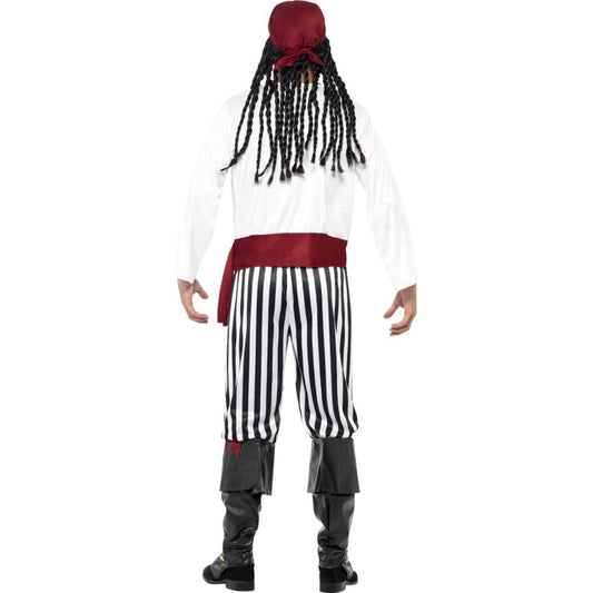 Pirate Man Caribbean Buccaneer Adult Costume Shirt Trousers Headpiece Belt