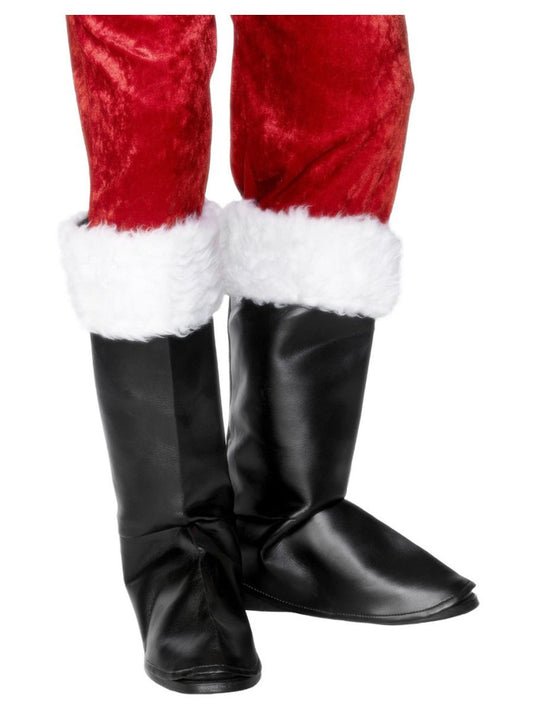 Santa boot covers, black One boot cover with fur