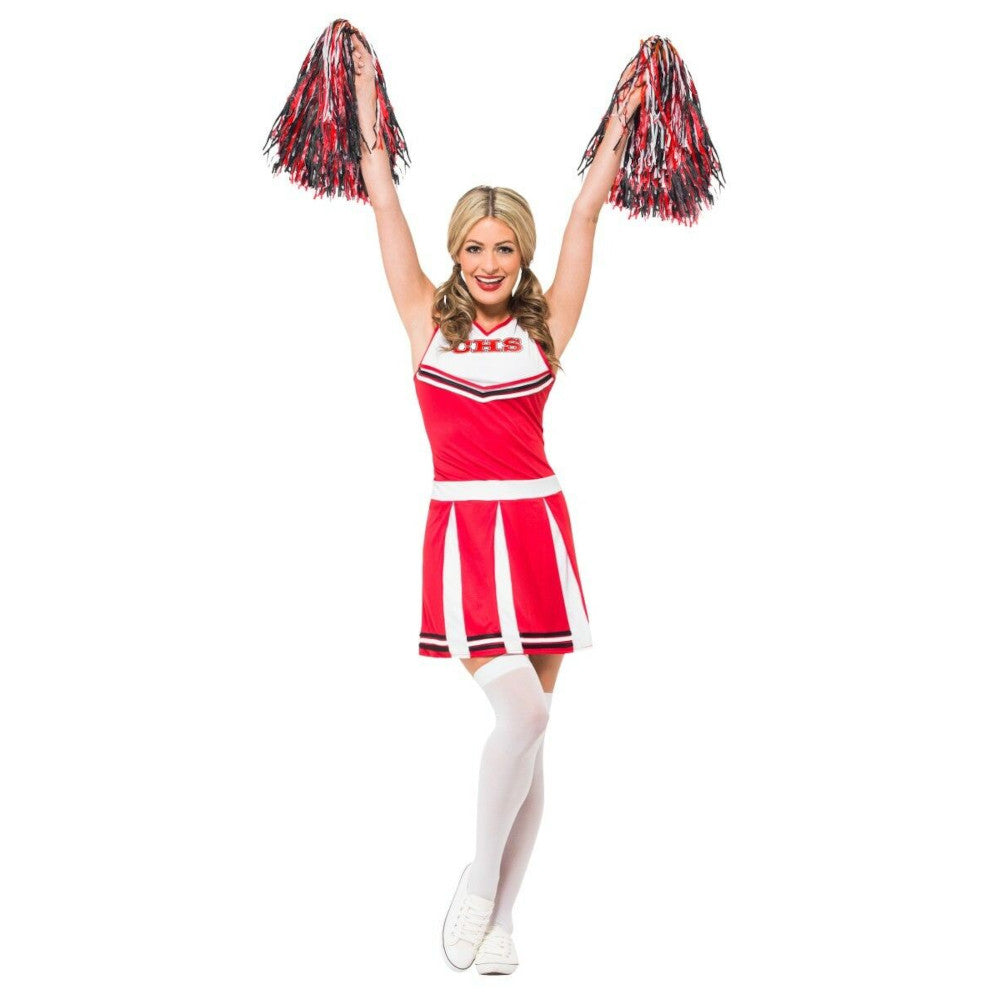 Cheerleader Adult Women Costume Dress Pom poms