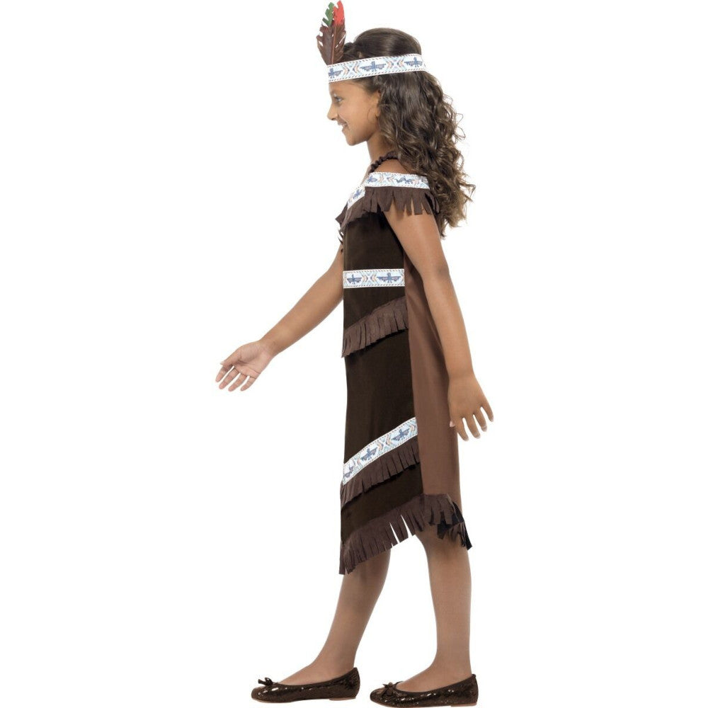 Native American Indian Girl Child Costume Fringed dress Feather headband