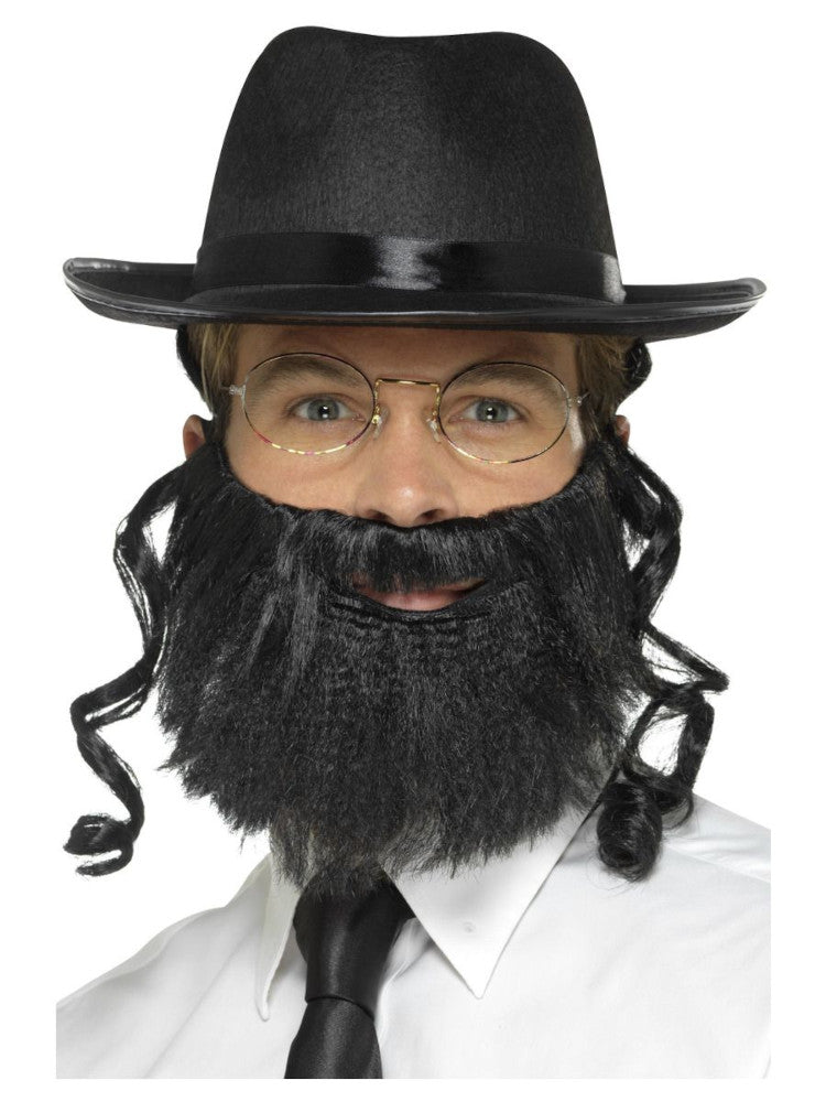 Rabbi kit black Hat Attached hair Attached beard Glasses