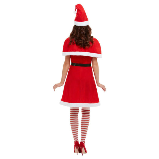 Miss Santa Claus Christmas Adult Women Costume Dress Hat Cape