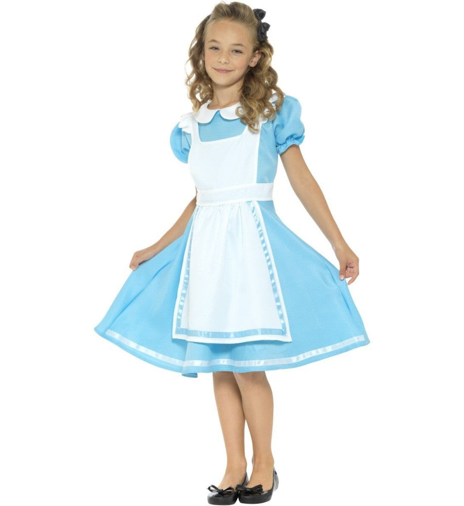 Wonderland Princess Storybook Girls Child Costume Dress Attached apron Headband