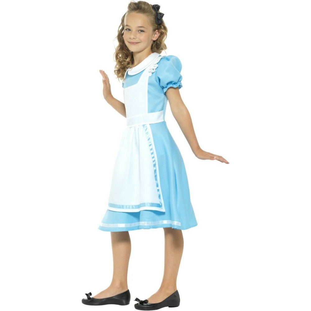 Wonderland Princess Storybook Girls Child Costume Dress Attached apron Headband