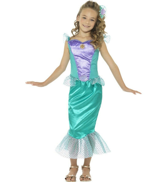 Deluxe Mermaid Fairytale Girls Child Costume Dress Hair clip
