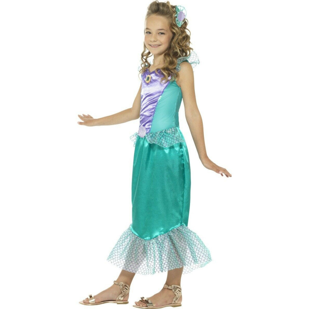 Deluxe Mermaid Fairytale Girls Child Costume Dress Hair clip