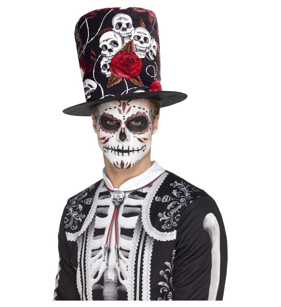 Day of the Dead Skull & Rose Top Hat One count Multi-colors top hat