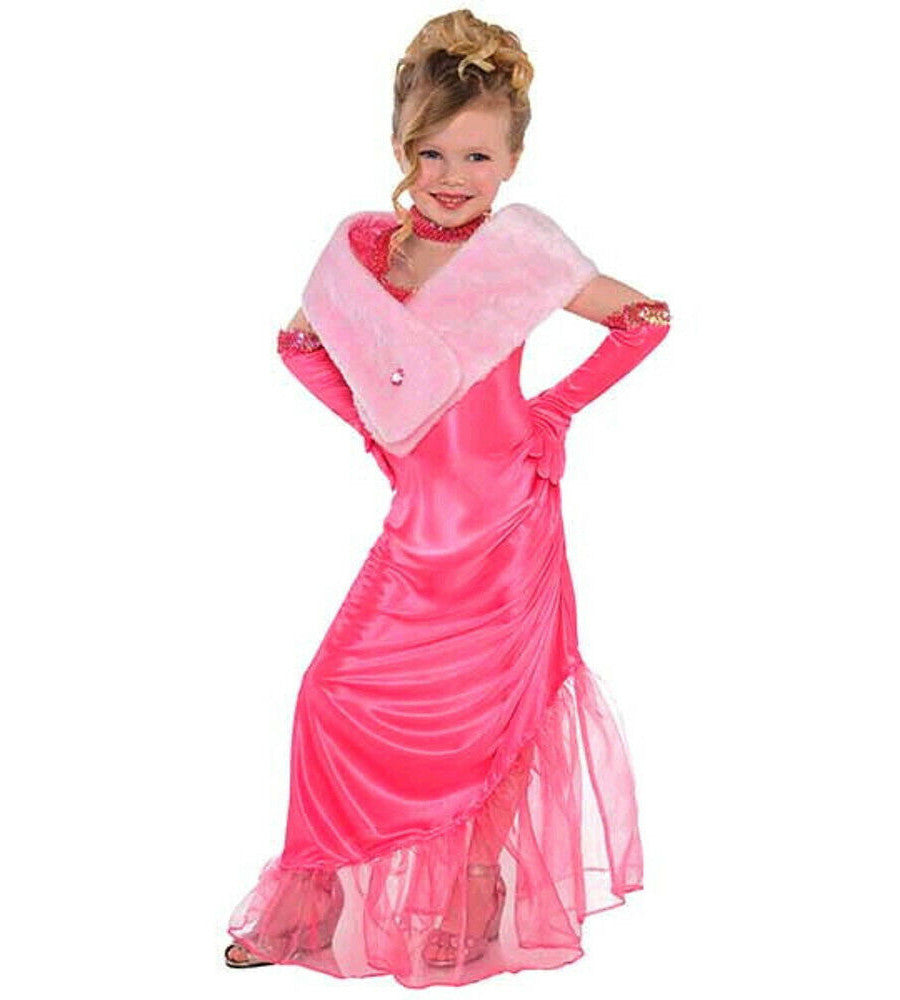 Celebrity Starlet Hollywood Movie Star Child Costume Dress Glovelettes Faux fur stole Choker