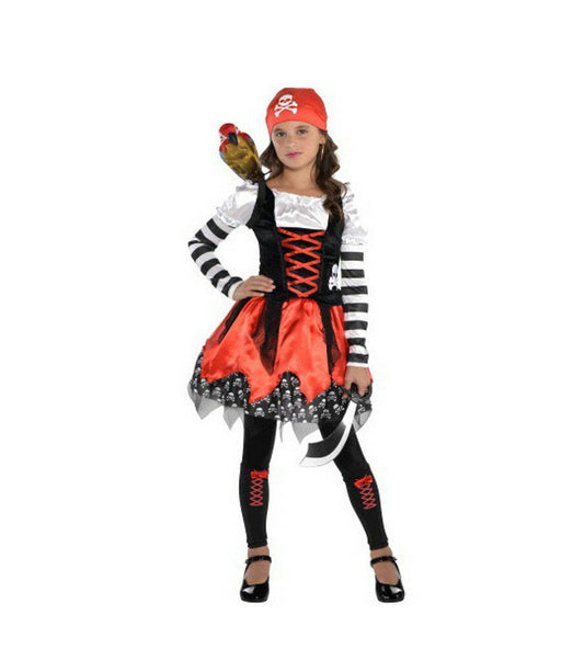 Crossbone Cutie Pirate Child Costume Dress Headscarf Leg warmers