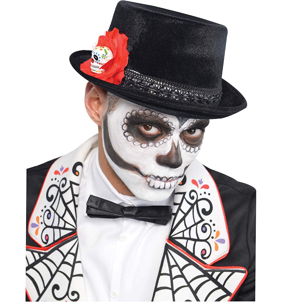 Day of the Dead Top Hat Adult Costume Accessory, One Size, Black