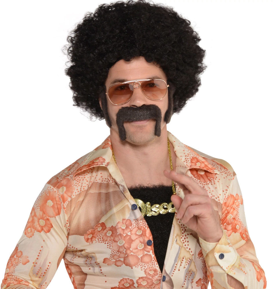 Disco 70's Kit - Adult Standard Wig Chest Hair Moustache Sideburns